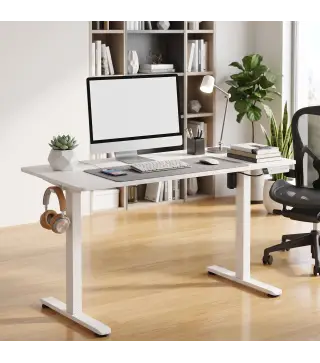 Escritorio Elevable Eléctrico 120x60 cm Altura Ajustable 72-120 cm 3 Memorias Silencioso 2 Ganchos 2 Pasacables Blanco