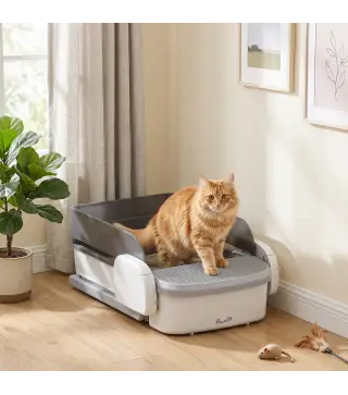 Arenero Gatos Autolimpiable Abierto Control por APP Sensores de Seguridad Capacidad de 10 L sin Olores Entrada Baja