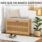 Banco Zapatero con Cajón Abatible Zapatero con Asiento Asiento Acolchado 80x30x48 cm Natural y Beige Banco Zapatero con Cajón Abatible Zapatero con Asiento Asiento Acolchado 80x30x48 cm Natural y Beige