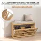 Banco Zapatero con Cajón Abatible Zapatero con Asiento Asiento Acolchado 80x30x48 cm Natural y Beige Banco Zapatero con Cajón Abatible Zapatero con Asiento Asiento Acolchado 80x30x48 cm Natural y Beige
