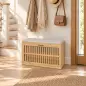 Banco Zapatero con Cajón Abatible Zapatero con Asiento Asiento Acolchado 80x30x48 cm Natural y Beige Banco Zapatero con Cajón Abatible Zapatero con Asiento Asiento Acolchado 80x30x48 cm Natural y Beige