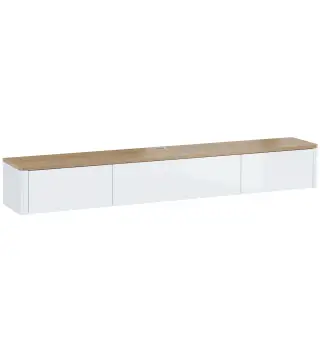 Mueble de TV Suspendido con Luces LED Enchufes Armario y 2 Cajones para Televisión 65 Pulgadas 140x24x20 cm Blanco