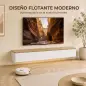 Mueble de TV Suspendido con Luces LED Enchufes Armario y 2 Cajones para Televisión 65 Pulgadas 140x24x20 cm Blanco