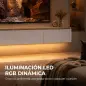 Mueble de TV Suspendido con Luces LED Enchufes Armario y 2 Cajones para Televisión 65 Pulgadas 140x24x20 cm Blanco