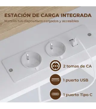 Mueble de TV Suspendido con Luces LED Enchufes Armario y 2 Cajones para Televisión 65 Pulgadas 140x24x20 cm Blanco