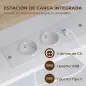 Mueble de TV Suspendido con Luces LED Enchufes Armario y 2 Cajones para Televisión 65 Pulgadas 140x24x20 cm Blanco