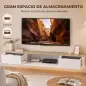 Mueble de TV Suspendido con Luces LED Enchufes Armario y 2 Cajones para Televisión 65 Pulgadas 140x24x20 cm Blanco