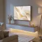 Mueble de TV Suspendido con Luces LED Enchufes Armario y 2 Cajones para Televisión 65 Pulgadas 140x24x20 cm Blanco
