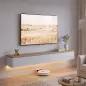 Mueble de TV Suspendido con Luces LED Enchufes Armario y 2 Cajones para Televisión 65 Pulgadas 140x24x20 cm Blanco