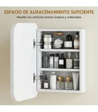 Armario de Baño con Espejo Diseño con Bordes Curvados Estantes Ajustables 40,2x10,2x50,9 cm Blanco
