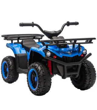 Quad Eléctrico para Niños 12V 2 Motores Batería de Litio Arranque Suave 2 Cestas Música MP3 Faros 3-8 Años Azul