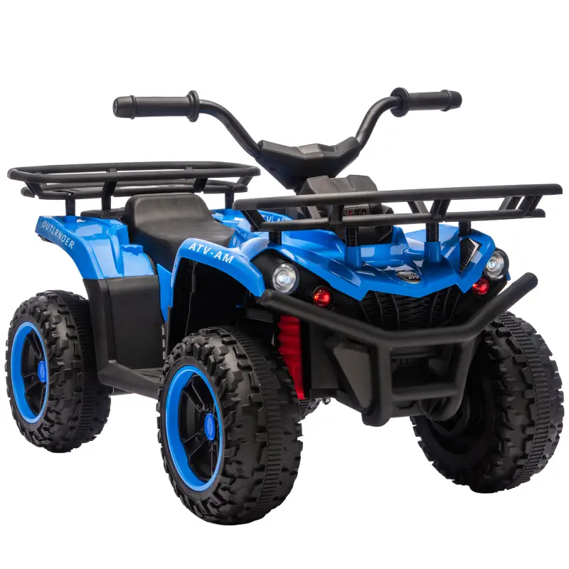 Quad Eléctrico para Niños 12V 2 Motores Batería de Litio Arranque Suave 2 Cestas Música MP3 Faros 3-8 Años Azul