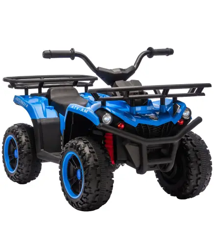 Quad Eléctrico para Niños 12V 2 Motores Batería de Litio Arranque Suave 2 Cestas Música MP3 Faros 3-8 Años Azul