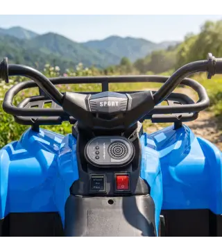 Quad Eléctrico para Niños 12V 2 Motores Batería de Litio Arranque Suave 2 Cestas Música MP3 Faros 3-8 Años Azul