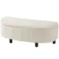 Puff Almacenaje Tapizado en Chenilla con Tapa Diseño Semicircular para Sala de Estar Dormitorio 118x45x44 cm Crema