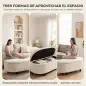 Puff Almacenaje Tapizado en Chenilla con Tapa Diseño Semicircular para Sala de Estar Dormitorio 118x45x44 cm Crema Puff Almacenaje Tapizado en Chenilla con Tapa Diseño Semicircular para Sala de Estar Dormitorio 118x45x44 cm Crema