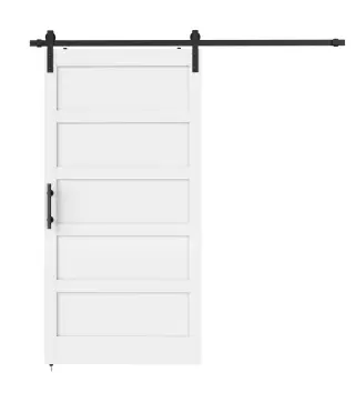 Puerta Corredera Interior 106,7x213,4 cm con Kit de Montaje MDF y Madera de Pino Riel y Herrajes para Baño Blanco