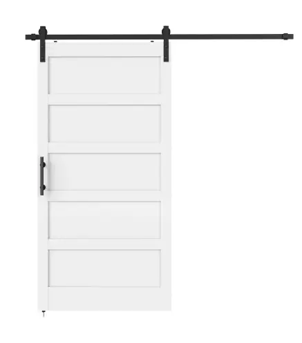 Puerta Corredera Interior 106,7x213,4 cm con Kit de Montaje MDF y Madera de Pino Riel y Herrajes para Baño Blanco