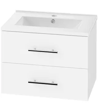 Mueble de Baño con Lavabo Montaje en Pared con 2 Cajones Lavamanos de Cerámica Estilo Moderno 61x40x48 cm Blanco