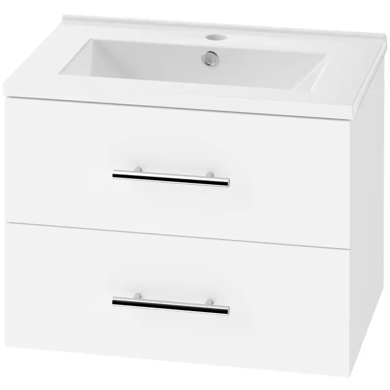 Mueble de Baño con Lavabo Montaje en Pared con 2 Cajones Lavamanos de Cerámica Estilo Moderno 61x40x48 cm Blanco