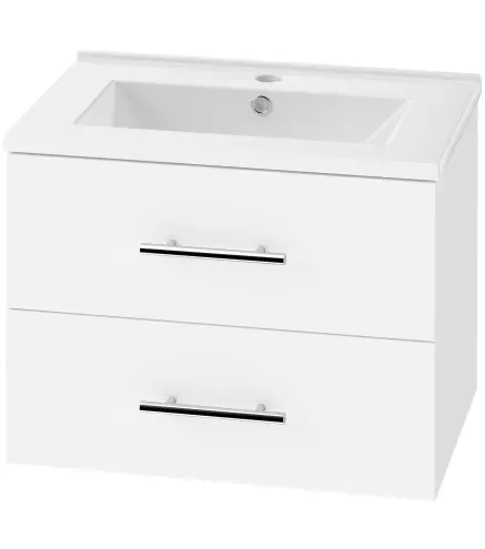 Mueble de Baño con Lavabo Montaje en Pared con 2 Cajones Lavamanos de Cerámica Estilo Moderno 61x40x48 cm Blanco