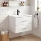 Mueble de Baño con Lavabo Montaje en Pared con 2 Cajones Lavamanos de Cerámica Estilo Moderno 61x40x48 cm Blanco