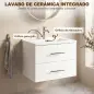 Mueble de Baño con Lavabo Montaje en Pared con 2 Cajones Lavamanos de Cerámica Estilo Moderno 61x40x48 cm Blanco