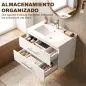 Mueble de Baño con Lavabo Montaje en Pared con 2 Cajones Lavamanos de Cerámica Estilo Moderno 61x40x48 cm Blanco