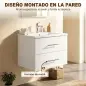 Mueble de Baño con Lavabo Montaje en Pared con 2 Cajones Lavamanos de Cerámica Estilo Moderno 61x40x48 cm Blanco
