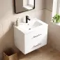 Mueble de Baño con Lavabo Montaje en Pared con 2 Cajones Lavamanos de Cerámica Estilo Moderno 61x40x48 cm Blanco