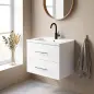 Mueble de Baño con Lavabo Montaje en Pared con 2 Cajones Lavamanos de Cerámica Estilo Moderno 61x40x48 cm Blanco