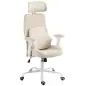 Silla de Escritorio Ergonómica Cojín Lumbar de Espuma Viscoelástica Reposacabezas 3D Reposabrazos Ajustables Beige