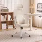 Silla de Escritorio Ergonómica Cojín Lumbar de Espuma Viscoelástica Reposacabezas 3D Reposabrazos Ajustables Beige