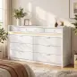 Cómoda con Luces LED, Estación de Carga y 9 Cajones Cajonera para Dormitorio para Salón Vestidor 148,7x45x82 cm Blanco