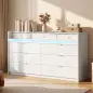 Cómoda con Luces LED, Estación de Carga y 9 Cajones Cajonera para Dormitorio para Salón Vestidor 148,7x45x82 cm Blanco Cómoda con Luces LED, Estación de Carga y 9 Cajones Cajonera para Dormitorio para Salón Vestidor 148,7x45x82 cm Blanco