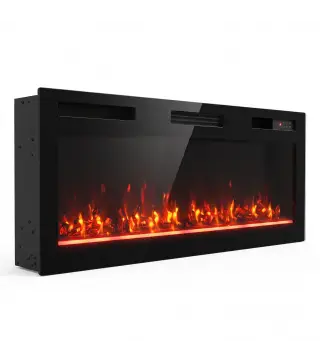 Chimenea Eléctrica Ultrafina 900/1800W Empotrable/Colgante/de Pie 12 Colores de Llama 3D Control Remoto hasta 35㎡ Negro