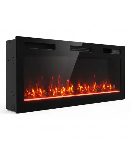 Chimenea Eléctrica Ultrafina 900/1800W Empotrable/Colgante/de Pie 12 Colores de Llama 3D Control Remoto hasta 35㎡ Negro