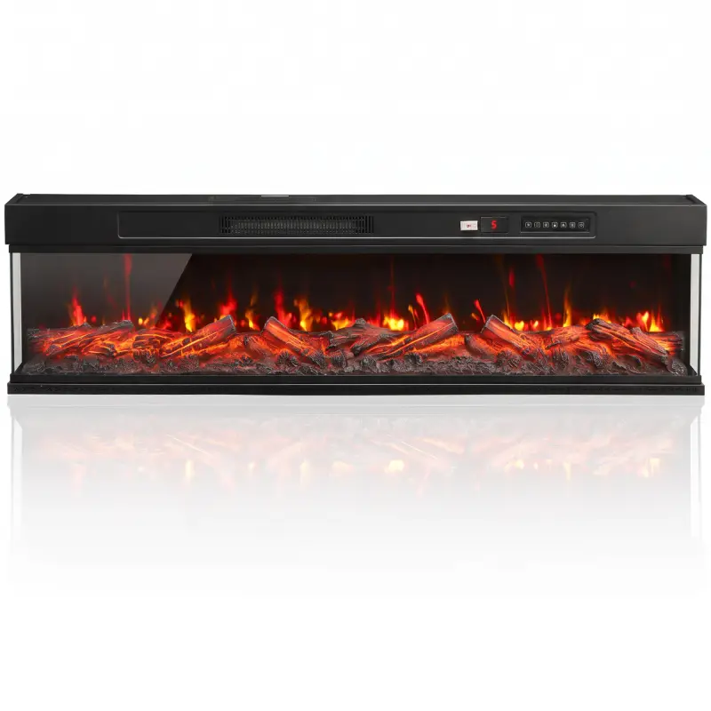 Chimenea Eléctrica Empotrable o de Pie 750/1500W 3 Caras 12 Colores de Llama 3D Termostato Control Remoto Negro Chimenea Eléctrica Empotrable o de Pie 750/1500W 3 Caras 12 Colores de Llama 3D Termostato Control Remoto Negro