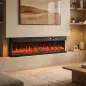 Chimenea Eléctrica Empotrable o de Pie 750/1500W 3 Caras 12 Colores de Llama 3D Termostato Control Remoto Negro