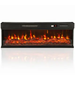 Chimenea Eléctrica Empotrable o de Pie 750/1500W 3 Caras 12 Colores de Llama 3D Termostato Control Remoto Negro