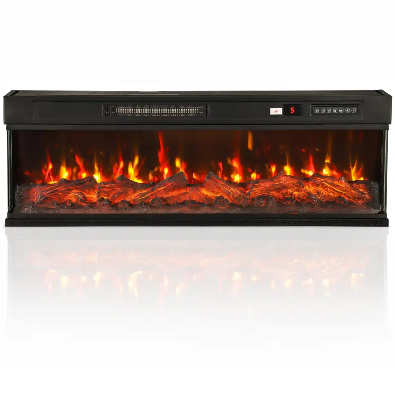 Chimenea Eléctrica Empotrable o de Pie 750/1500W 3 Caras 12 Colores de Llama 3D Termostato Control Remoto Negro Chimenea Eléctrica Empotrable o de Pie 750/1500W 3 Caras 12 Colores de Llama 3D Termostato Control Remoto Negro