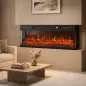 Chimenea Eléctrica Empotrable o de Pie 750/1500W 3 Caras 12 Colores de Llama 3D Termostato Control Remoto Negro