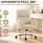 Silla de Oficina con Reposabrazos Respaldo Alto Reposacabezas Regulable Ruedas Altura Ajustable Giratoria Crema Silla de Oficina con Reposabrazos Respaldo Alto Reposacabezas Regulable Ruedas Altura Ajustable Giratoria Crema