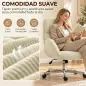 Silla de Oficina con Reposabrazos Respaldo Alto Reposacabezas Regulable Ruedas Altura Ajustable Giratoria Crema Silla de Oficina con Reposabrazos Respaldo Alto Reposacabezas Regulable Ruedas Altura Ajustable Giratoria Crema