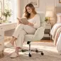 Silla de Oficina con Reposabrazos Respaldo Alto Reposacabezas Regulable Ruedas Altura Ajustable Giratoria Crema Silla de Oficina con Reposabrazos Respaldo Alto Reposacabezas Regulable Ruedas Altura Ajustable Giratoria Crema