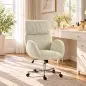 Silla de Oficina con Reposabrazos Respaldo Alto Reposacabezas Regulable Ruedas Altura Ajustable Giratoria Crema Silla de Oficina con Reposabrazos Respaldo Alto Reposacabezas Regulable Ruedas Altura Ajustable Giratoria Crema