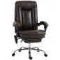 Silla de Oficina con 6 Puntos de Masaje Calor Lumbar Reposapiés Altura Ajustable Control Remoto y Tejido de PU Marrón
