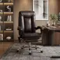 Silla de Oficina con 6 Puntos de Masaje Calor Lumbar Reposapiés Altura Ajustable Control Remoto y Tejido de PU Marrón