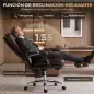 Silla de Oficina con 6 Puntos de Masaje Calor Lumbar Reposapiés Altura Ajustable Control Remoto y Tejido de PU Marrón Silla de Oficina con 6 Puntos de Masaje Calor Lumbar Reposapiés Altura Ajustable Control Remoto y Tejido de PU Marrón
