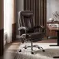 Silla de Oficina con 6 Puntos de Masaje Calor Lumbar Reposapiés Altura Ajustable Control Remoto y Tejido de PU Marrón Silla de Oficina con 6 Puntos de Masaje Calor Lumbar Reposapiés Altura Ajustable Control Remoto y Tejido de PU Marrón